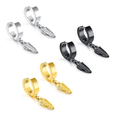 China High quality punk stainless steel black gold foil plated clip on backing charms earring wholesale for sale