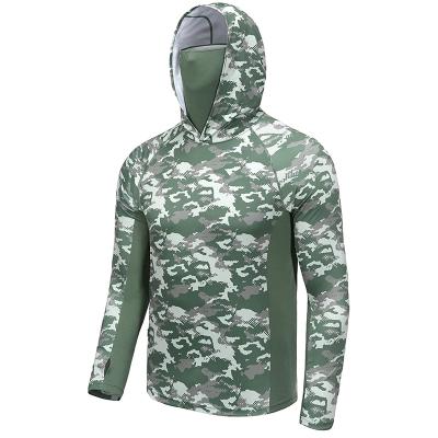 China Custom Antibacterial Sublimation UPF 50+ UV Protection Long Sleeve Fishing T-shirts Hoodie With Neck Cuff Pocket Thumb Holes for sale