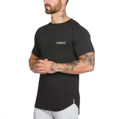 China High Quality Anti-Wrinkle 94% Cotton 6% Elastane Edge T-shirt Muscle Curved Slim Fit Curved Bottom T-Shirt for sale