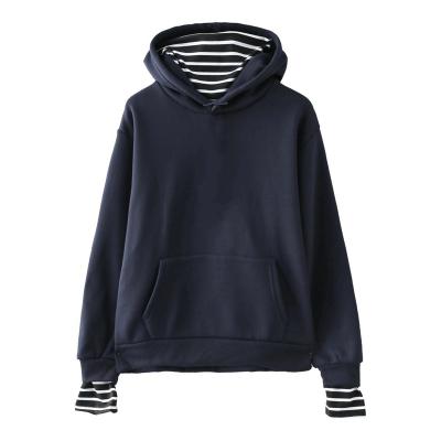 China Custom High Quality Anti-Wrinkle Fake Two Piece Couple Matching Hoodie White Pullover Striped Unisex Hoodies and Sweatshirts for sale