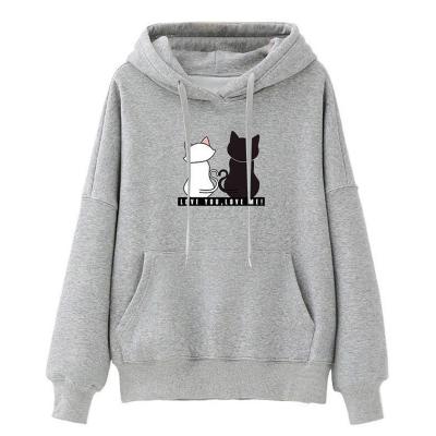 China Custom Spring Polyester Blend Anti-Wrinkle Cotton Hooded Sweater Plus Size Women's Loose Sweatshirt Pullover Hoodies for sale