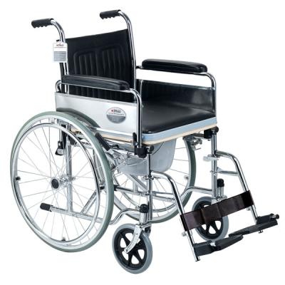 China Transfer Wheelchair Commode Chair Steel Folding Manual Price With Wheel For Disabled With Bucket Steel Manual Wheelchair for sale