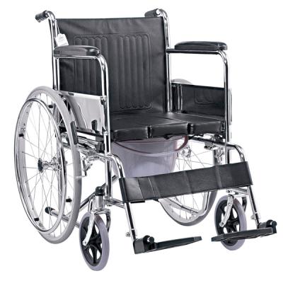 China New Design Steel Lightweight Durable Foldable Manual Wheelchair Price With Commode For Elder Mobility Caregiver Steel Wheelchair for sale