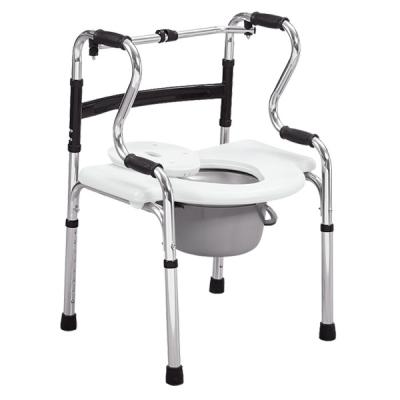 China Aluminum Adjustable Altitude Tube Bathroom Chair Foldable Toilet Commode Electroplating Steel Chair for sale