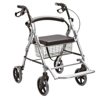 China Aluminum lightweight aluminum foldable shopping with basket for disable people seated knee with seat rollator walker dropshipping for sale