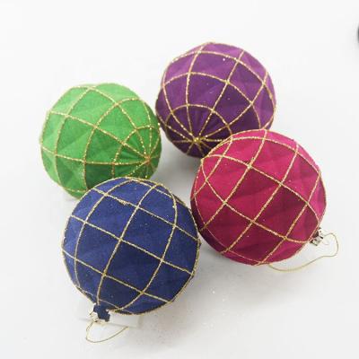 China 8 cm Plastic Christmas Ball Plastic Flocking Painted Ornaments for sale