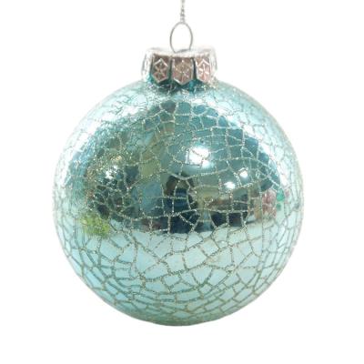 China Glass 8-10cm Round Plating Painted Christmas Glass Ball Decoration for sale