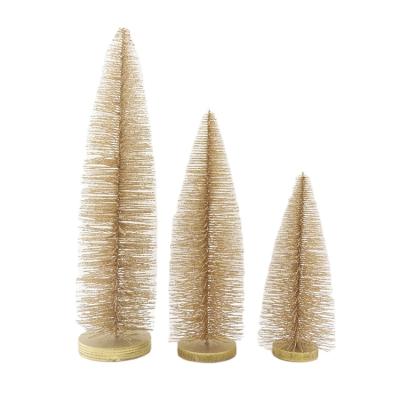 China High Quality Multi Color Plastic Mini Sisal Christmas Bottle Brush Trees for sale