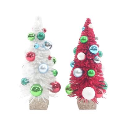 China Plastic Mini Sisal Bottle Brush Trees Decorated Christmas Tree Balls for sale