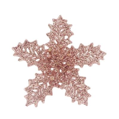 China Commercial Polystyrene Christmas Hanging Snowflake Ornaments Decoration With Glitter for sale