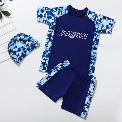 China QUICK DRY Camouflage Fashionable Army Camouflage Blue Navy Outdoor Children's Swimsuit Set for sale