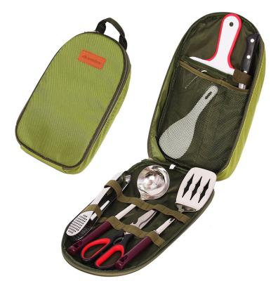 China 2022 Modes Lightweight Cutlery Set Portable Outdoor Camping Cookware Set BBQ Portable 7 Piece Kitchen Tableware Set for sale