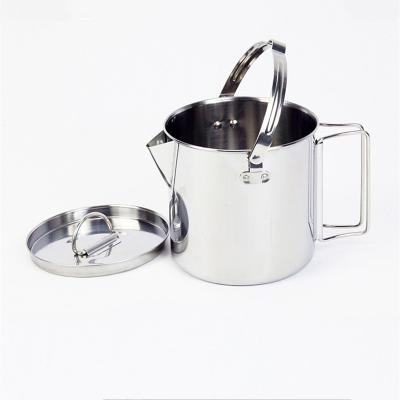 China Outdoor Folding Kettle 1.2L Stainless Steel Handle Travel Camping Water Cup Coffee Mug Camping Pot Teapot for sale