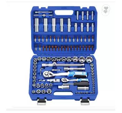 China Portable Small 1/2 Auto Repair Tool 1/4 Wrench Multi-Function Socket Set Auto Repair Tools In Blue Plastic Case Tool Kit for sale