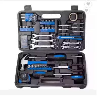 China 148Piece Manual Tool Kit Household Flared General Tool Kit with Plastic Toolbox Storage Case Socket and Socket Wrench Sets for sale