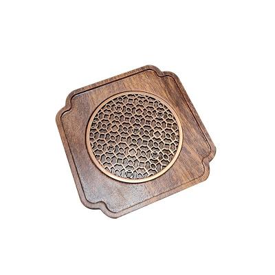 China Convenient Antique Walnut Cup Holder Ornaments Solid Wood Coffee Pot Tray Lifting Pot Pad Bubble Table Dry Pot Rack for sale