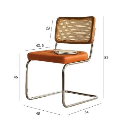 China Cooling Desgin Modern Metal Legs Dining Chair Rattan Chairs Dining Leather Seat for sale