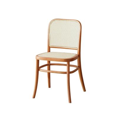 China Cooling Natural Wood Chair Restaurant Furniture Sets Cane Back Dining Chair Rope Weave Chairs for sale