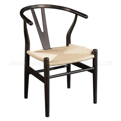 China Manufacturer Cooling OEM Made Woven Rope Fork Chair Solid Wood China Restaurant Chairs Chinese Style Wooden Chairs For Sale Used for sale