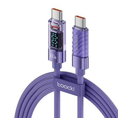 China 100W Type-C Nylon Braided High Speed ​​Fast Charging Cable 100W Dual Usb Digital Display Fast Charging Cable With High Speed for sale