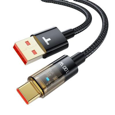 China Toocki 100W Black High Speed ​​Cable 100W Charging Android Mobile Phone Usb Game Fast Charging Transparent Fast Data Cable for sale