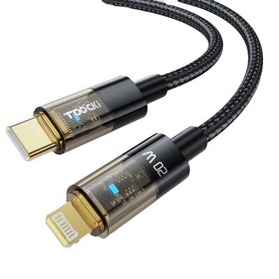 China 20W Fast Charging High Speed ​​Cable Toocki 20W Fast Charging Phone 4 Core Wire Data Transfer Black High Speed ​​Transparent Cable for sale