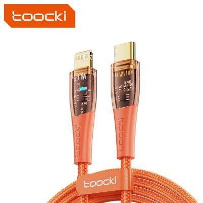 China 20W high speed cable Toocki cable cooper 20w fast charging woven transparent type c to light up cable and plug for apple for sale