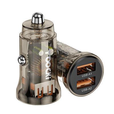 China Multifunc 30W Max Dual Qc 3.0 Car Charger 2023 QC 3.0 Mini Transparent New Mini USB 12V C Car Charger for sale