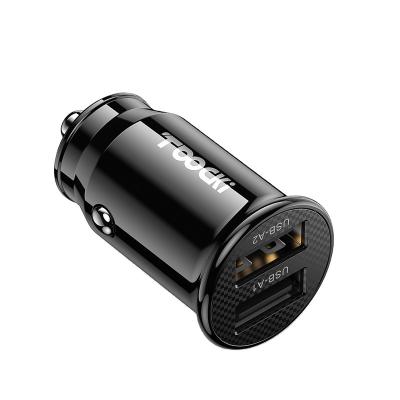 China Toocki 2Ports Transparent Black 2.4A 15.5W Max Car Usb Charger Mini Car Charger for sale