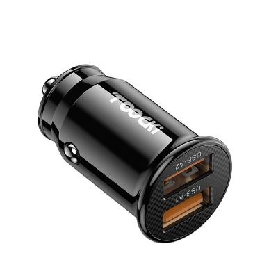 China Toocki Mini Black Dual Qc 3.0 Type C Car Charger QC 3.0 Transparent Mini USB C Type C Car Charger for sale