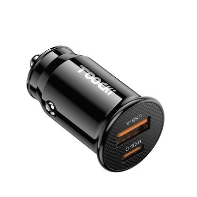 China 45W Car Charger Toocki Black 45W Max Dual Charging Transparent Type-C Usb Mini Pd Car Phone Charger for sale