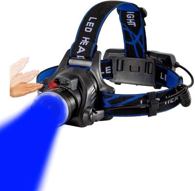 China Backup Camping Goldmore Zoomable Running Blue Rising Light Headlight, 3 Mode Blue LED Headlight, Adjustable Focus Blue LED Headlight for Fishing for sale