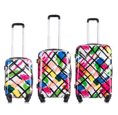 China 2022 new next fashionable colorful logo PC trolley travel bags 07 customized printing PC film luggage maker LUGGAGE for sale