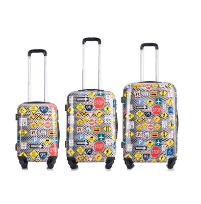 China 2022 New Next Fashionable Colorful Logo PC Trolley Travel Bags Customized 05 PC Printing Film Luggage Manufacturer LUGGAGE for sale