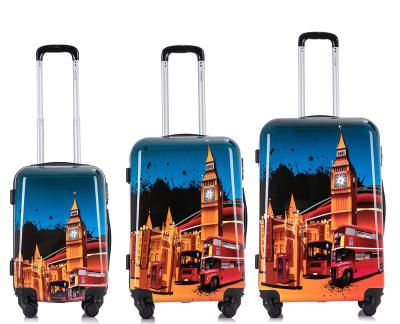 China 2022 New Next Fashionable Colorful Logo PC Trolley Travel Bags 04 Customized PC Printing Film Luggage Manufacturer LUGGAGE for sale