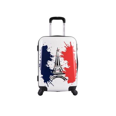 China 2022 Fashionable New PC Printing Cardboard Traveling Case Sets Popular Trolley Printed Hard Luggage Bag Suitcase ABS&PC Plastic Case Set for sale