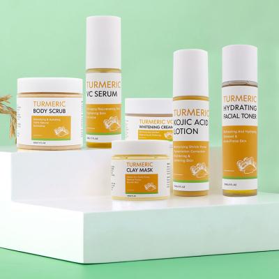 China OEM Private Label Acne Skin Care Gift Organic Natural Turmeric Face Kit Face Serum Anti Aging Korea Turmeric Facial Set Easily Absorbed for sale