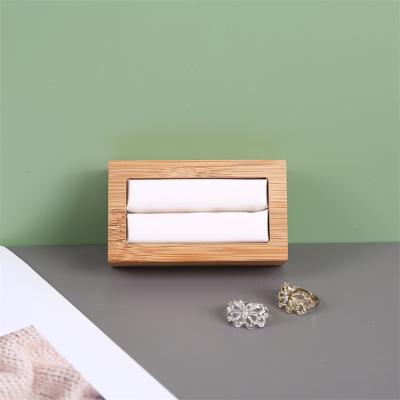 China Bamboo and Wooden Color Ring Display Stand Fashion Jewelry Storage Tray Ring Display Box Natural Wood for sale