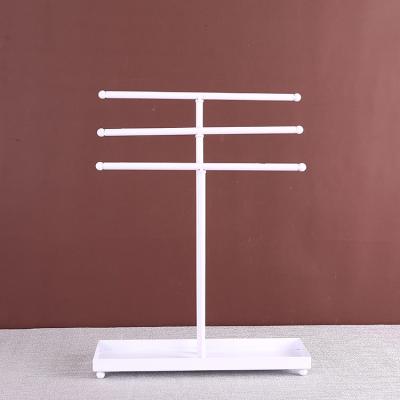 China Jewelry Display Rack For Ring Necklace Bracelet 3 Tier White Metal With Base Display Rack for sale