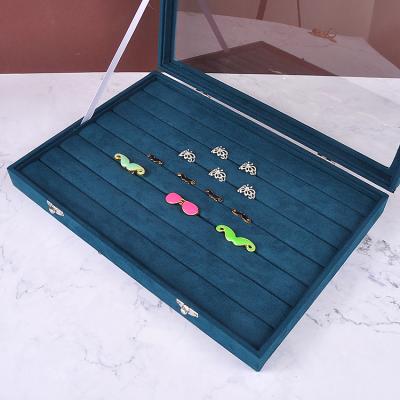 China Fashion Elegance Luxury Simplicity Large Capacity Jewelry Display Tray Dustproof Jewelry Storage Box With Cover Suede Ring Box Display for sale