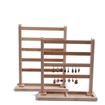 China Fashion Jewelry Earring Simplicity Luxury Four-Layer Wooden Elegance Earring Jewelry Display Stand Simple And Delicate for sale