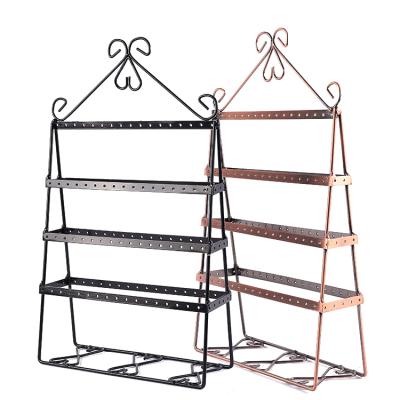 China Jewelry Display Jewelry Display Metal Double Sided Four Floors Customized Earring Display Stands Ear Studs Jewelry Rack Wholesale Display for sale