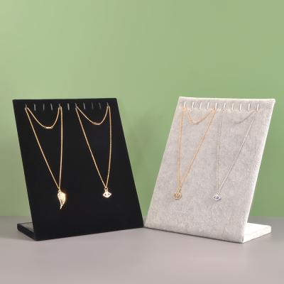 China Fashion Elegance Simplicity Wholesale 11 Hook Necklace Display Rack Suede Necklace Display Rack Luxury Jewelry Display Stand for sale