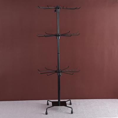 China Jewelry Display Jewelry Shows Jewelry 3 Tier Black White Rotating Metal Jewelry Display Rack Necklace Holder for sale