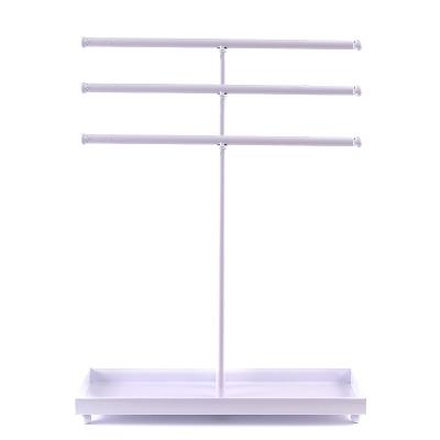 China Jewelry Display Maker 3 Tier White Metal With Base Display Stand For Necklace Bracelet Stand Jewelry Holders for sale