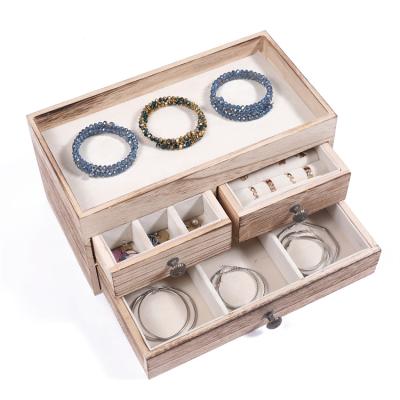 China Fashion Elegance Luxury Simplicity Multilayer Jewelry Display Box Exquisite Bamboo And Wooden Bracelet Necklace Earring Ring Storage Box for sale