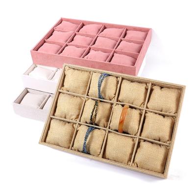 China Fashion Elegance Simplicity Luxury 12 Grid Storage Tray Exquisite Flannel Bracelet Display Tray Jewelry Display Large Capacity Jewelry Stand for sale