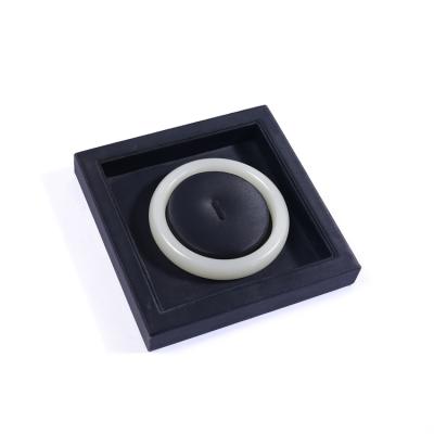 China Fashion Elegance Luxury Simplicity Black PU Material Bracelet Display Box Small Square Jewelry Storage Box Bracelet Display Box for sale