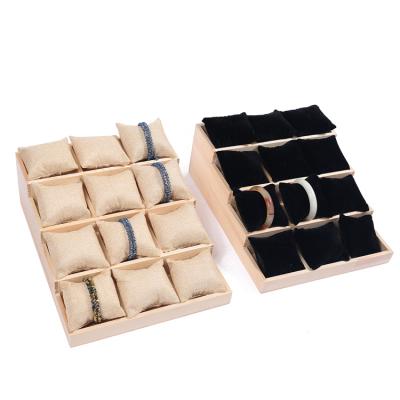 China Fashion Elegance Simplicity Luxury Bamboo and Wood Four-Layer Stepped Jewelry Display Tray Exquisite Bracelet Watch Jewelry Custom Stand Holder for sale