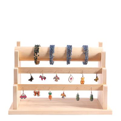 China Fashion Elegance Luxury Simplicity Multifunctional Jewelry Display Stand Solid Wood Detachable Bracelet Earrings Jewelry Display Durable Vertical Jewelry Rack for sale